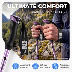 7075 Aluminum Collapsible Trekking Poles for Hiking, 43-53 Inch, 2 Pack