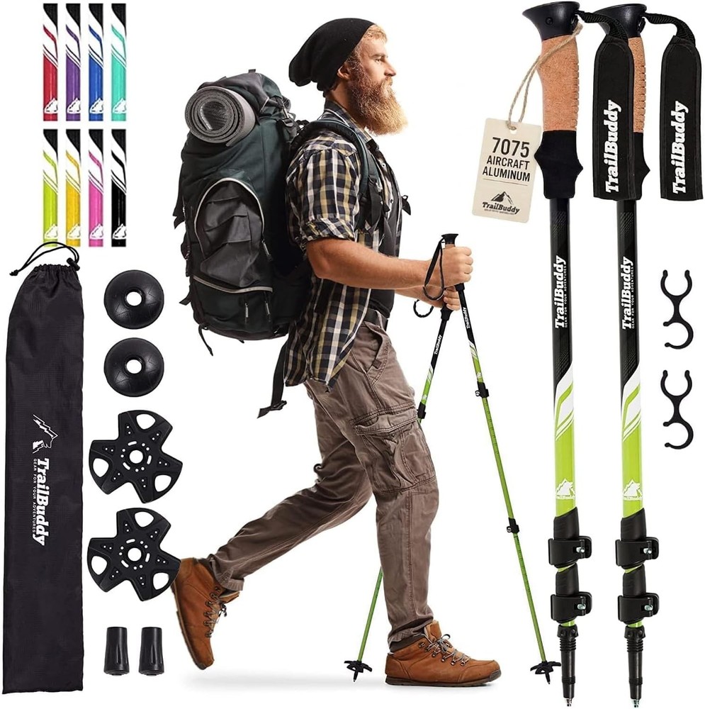 Lightweight 7075 Aluminum Trekking Poles – Collapsible 2 Pack for Hiking