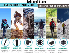 Trekking Poles Tips, Rubber Hiking Sticks End Caps Protectors Replacement Access