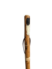 Walking Stick, Eagle Feather Carving, Hand-carved Hiking Staff, Made in USA