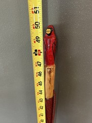 Hiking Stick with carved cardinal carved top- 50”-, paracord grip/wrist strap