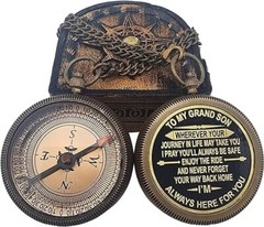 Compass with Authentic Leather Case Brass Compass Directional Compass