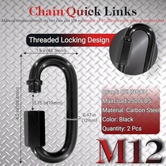 4.2″ Chain Quick Links, 2Pcs 1/2″ Heavy Duty Carabiner, 2500 2PCS 4.2″ Black