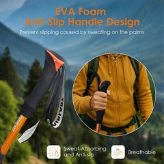 7075 Aluminum Trekking Pole Adjustable Matte Orange
