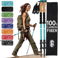 100% Carbon Fiber Trekking Poles by USA Brand – Ultra Strong Lightweight Collaps