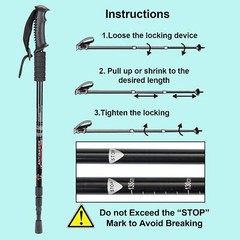 Trekking Poles Collapsible Lightweight Shock-Absorbent Hiking walking Sticks …
