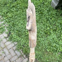 Hand-Carved Wooden Walking Stick Cane w/ Animal Head Handle, Brown, Unisex