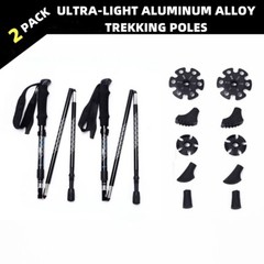 2 Pack Trekking Poles Collapsible Hiking Walking Sticks Telescopic Ultralight