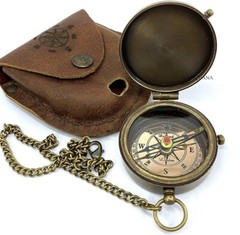 Brass Compass Be Strong With Leather Case Antique Brass Compass With Chain