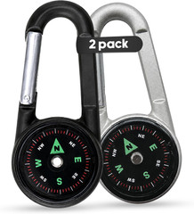 2 Pack Carabiner Clip on Compass Hiking – Compact Compass Keychain Backpacks | S