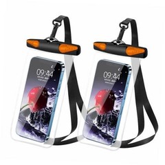 Waterproof Phone Pouch, Waterproof Phone Case with Lanyard for Black Orange