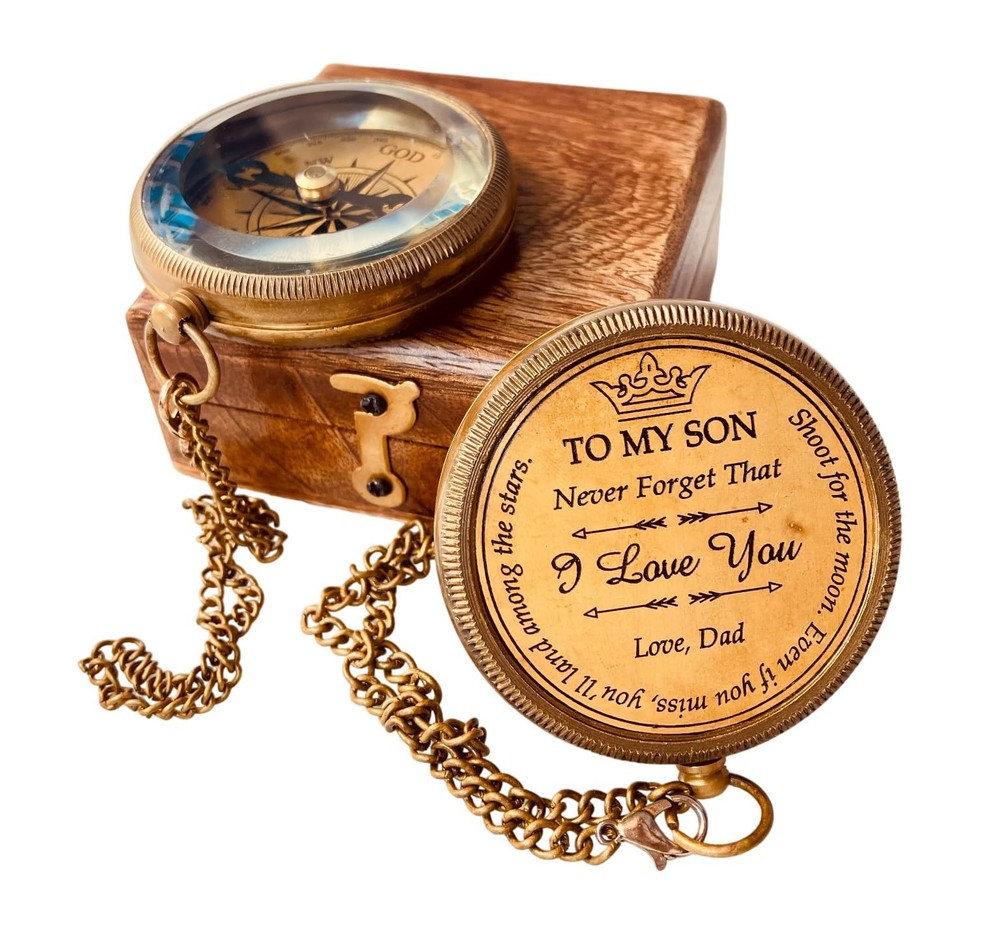 1 PCS Mom Dad To Son Engraved 2 Inch Compass Birthday Graduation 2025 Gift
