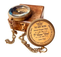1 PCS Mom Dad To Son Engraved 2 Inch Compass Birthday Graduation 2025 Gift
