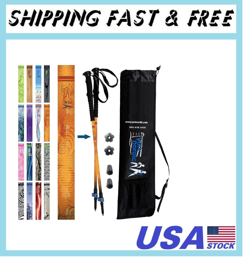 York Nordic Hiking & Walking Poles – Cushion Foam Grips w/Nordic Strap