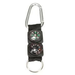 Multifunction Mini Compass Camping Survival Thermometer Carabiner Keychain Kit