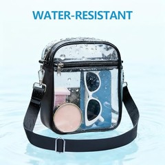Clear Bag for Stadium Events Clear Purse Transparent Handbag for Sports Black