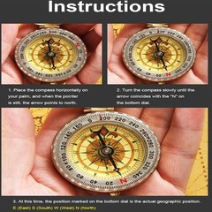Camping Survival Compass for Hiking,Small Golden Pocket Compass for Kids,Glow…