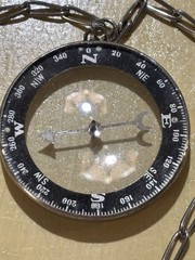 Vintage Japan Double Two Sided Glass Pocket Compass Transparent WWII Rare Chain