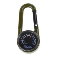 Outdoor Multifunctional Hiking Metal Carabiner Mini Compass Thermometer Keychain