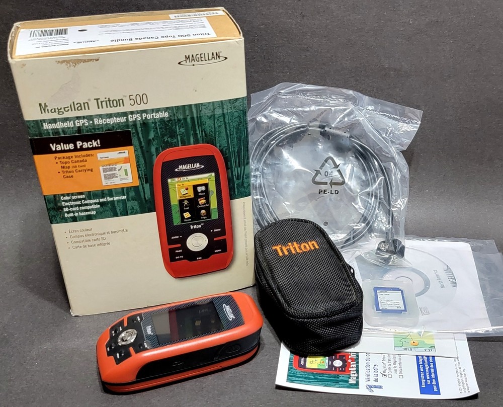Magellan Triton 500 Topo Canada Bundle – Complete In Box