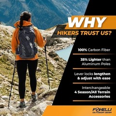 Lightweight Carbon Fiber Trekking Poles Adjustable Ergonomic Grips Hiking Gear