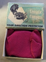 Vintage Lensatic Compass With Original Box And Paperwork In Original Pouch