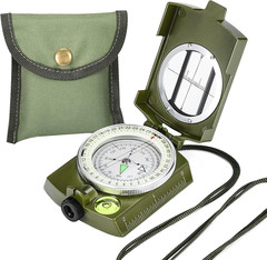 Military Lensatic Sighting Compass Survival with Carrying Bag, Compass for Hikin