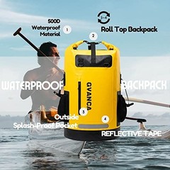 Waterproof Dry Bag Backpack for Kayaking, Roll Top Kayak Dry 35L Yellow