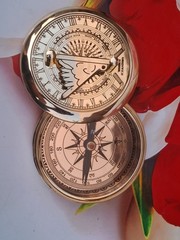 Solid Brass Nautical Brass Sundial Compass With Engraved Item.
