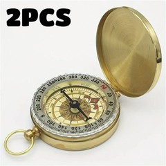 2Packs Portable Compass Brass Keychain Watch Pocket Outdoor Camping Hiking