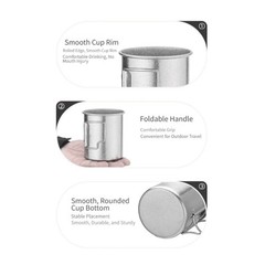 Titanium Camping Mug Portable Coffee Cup 450ml Capacity Smooth Rim Design