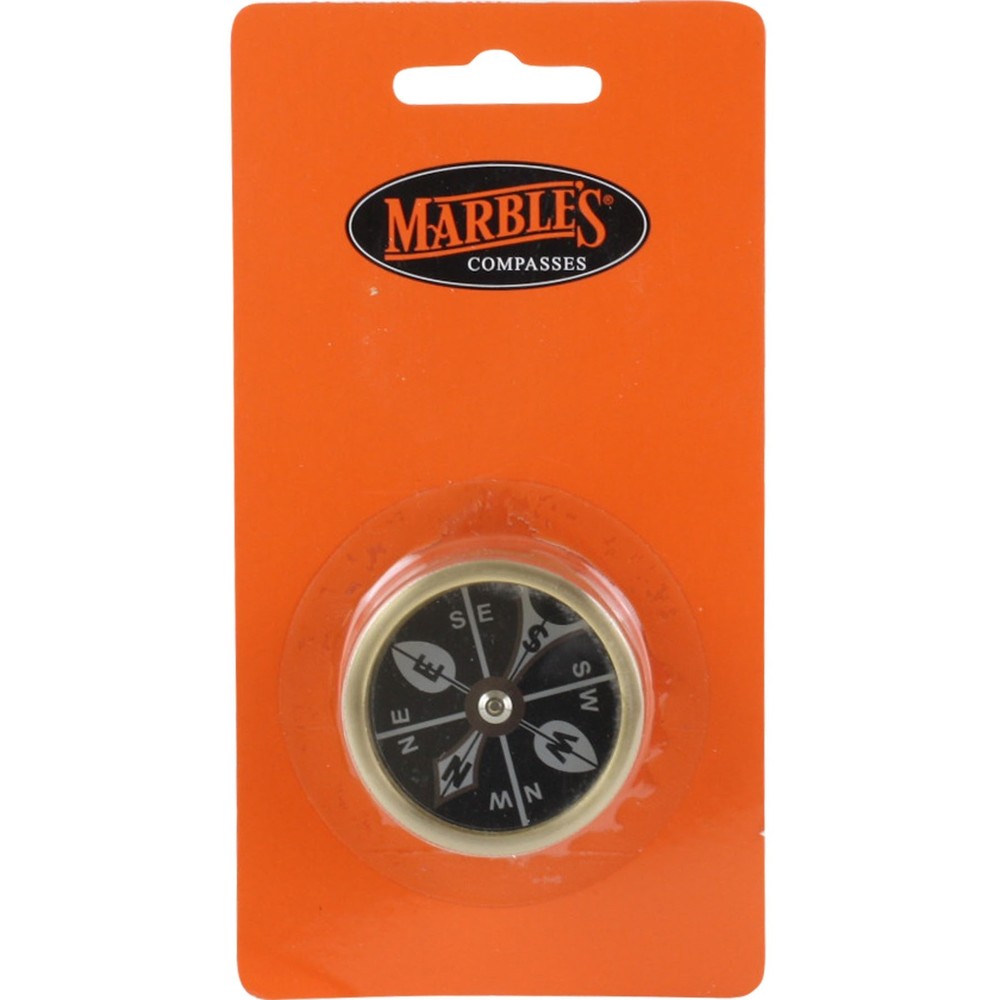 Marbles Brass Large Pocket Compass Camping Waterproof Revolving Black Face