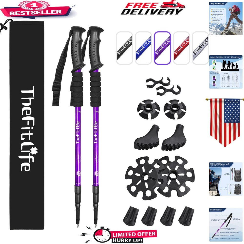Ultralight Nordic Walking Poles – Anti-Shock, Adjustable, 51.2″ Extended Length