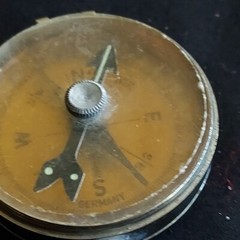 Chrome Pocket Compass Marked Germany 2″ Plastic Cover. SEE***