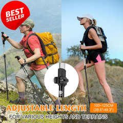 Folding Trekking Pole Adjustable Walking Stick Portable Mobility Aid Black – US
