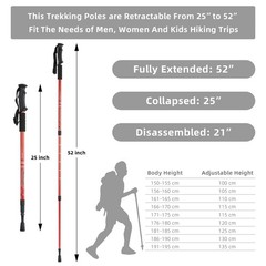 Collapsible Lightweight Trekking Poles, Anti-Shock Adjustable Walking Sticks,…