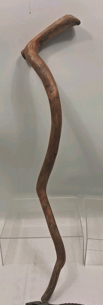 Natural Twisted Wood Hiking Stick – Handmade-Painted Design Initialed Look Read