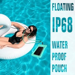 IP68 Waterproof Phone Pouch 2 Pack-Up to 8.0″，Adjustable Aqua Green 2 pack
