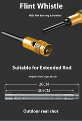 142CM luminous Tactical Trekking Pole, Folding with Compass Whistle Knife HooK