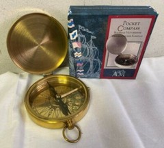 Pocket Compass Authentic Models CO003 BRASS Replica in Box.