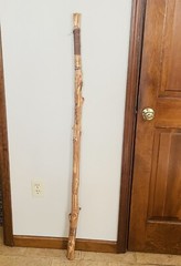 WALKING STICK 56″ HAND CARVED CANE Nature Animals Stars Moon Sun Astrology Peter