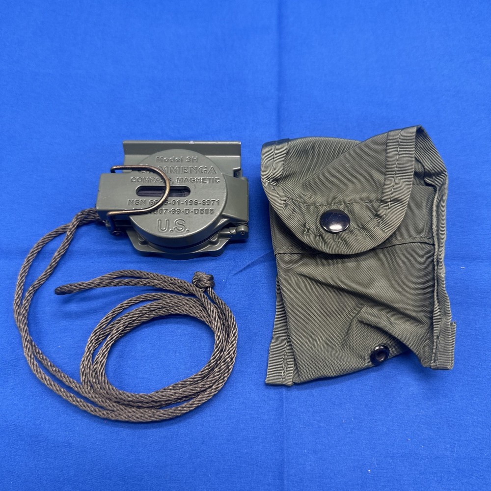 USGI Cammenga Model 3H Lensatic Magnetic Military Compass And OD Case