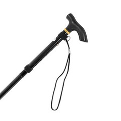 (Black)Aluminium Alloy Telescopic Walking Cane Trekking CH