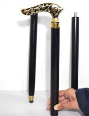 Luxuriously Crafted Wooden Walking Stick w/ Stunning Brass Handle – Black Matte