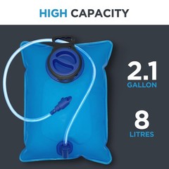 Extra Large 8L Water Bladder (2.1 Gallon) Heavy Duty Hydration Reservoir Bag,…