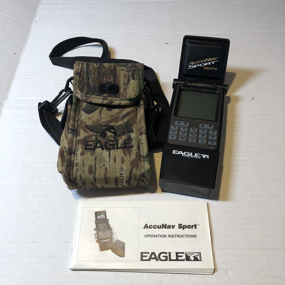 Vtg Eagle AccuNav Sport Portable GPS W/Camouflage Storage Bag Manual FIS