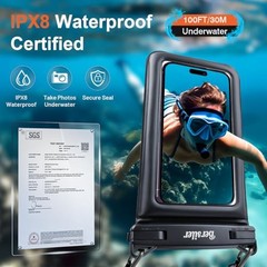 Floating Waterproof Phone Pouch – 2 Pack IPX8 Waterproof Phone Bag Black+Pink
