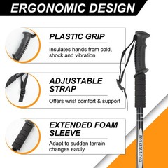 2X Trekking Poles Walking Hiking Sticks Adjustable Anti-shock Nordic Alpenstock