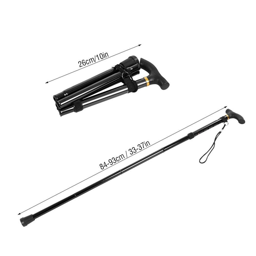 (Black)Aluminium Alloy Telescopic Walking Cane Trekking CH