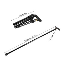 (Black)Aluminium Alloy Telescopic Walking Cane Trekking CH